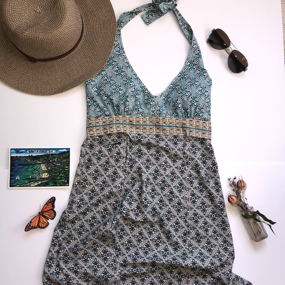 Athleta geometric “Pack Everywhere” halter dress